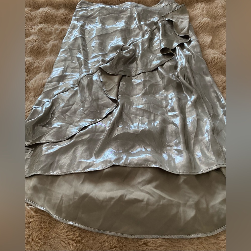 ZARA Metallic Effect Ruffled Skirt - Picture 5 of 9